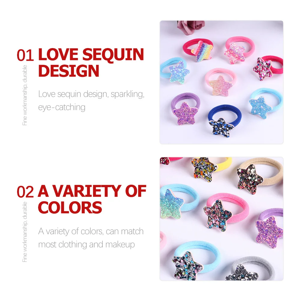 

14Pcs Glitter Star Hair Bands for Women Firm Grip Elastic Ponytail Ties No Slippage Hair Accessories for Styling