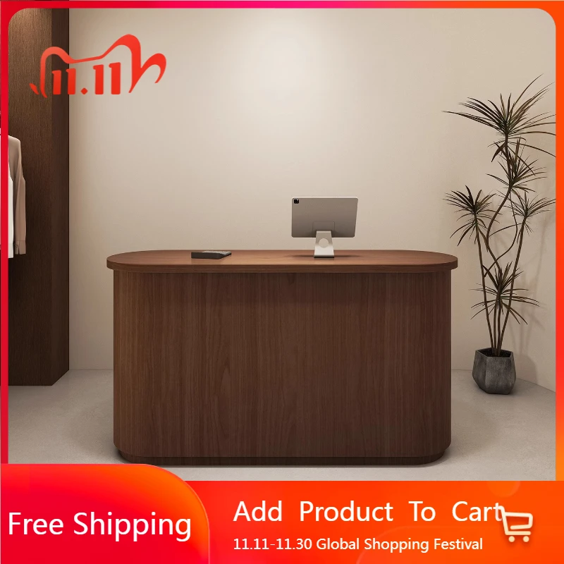 

Industrial Curved Reception Desks Wood Restaurant Minimalist Bar Company Reception Desks Shop Salon Mostrador Trendy Furniture