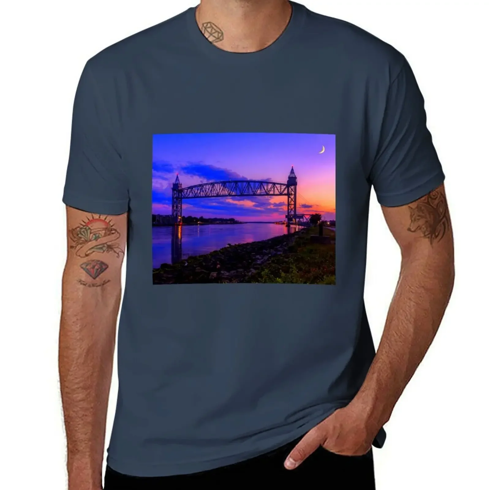 Magical Sunset at the Cape Cod Railroad Bridge T-shirt hippie clothes heavyweights graphics mens clothes