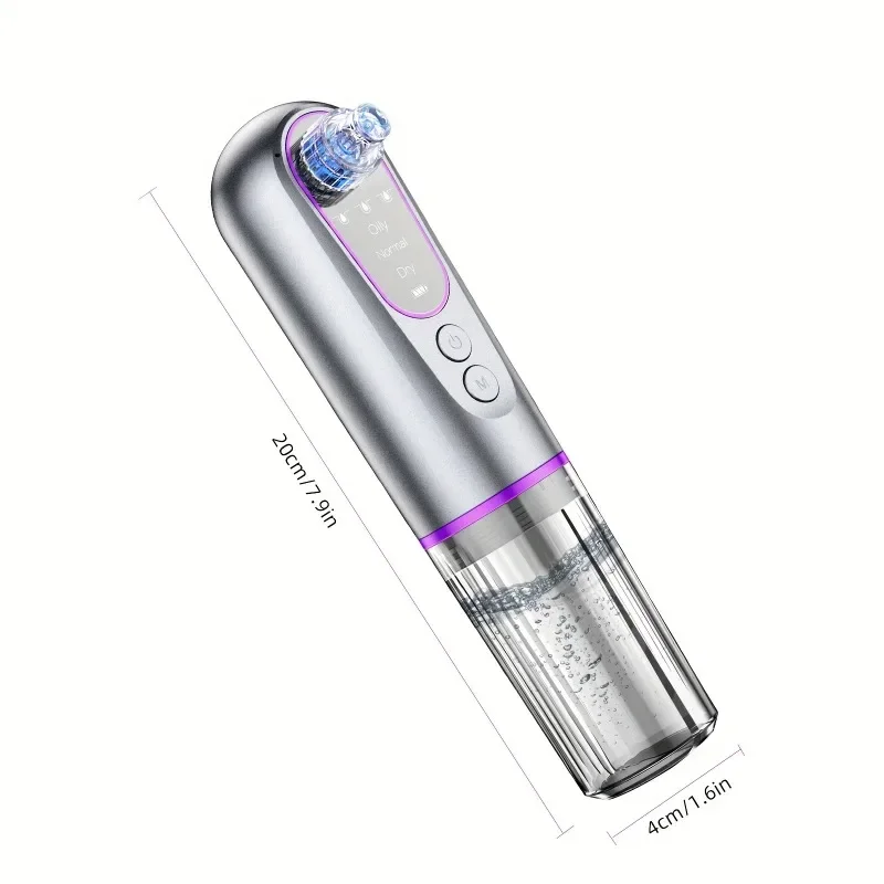 USB Rechargeable Electric Blackhead Remover Pore Cleanser with 4 Interchangeable Models, Water Circulation Facial Cleansing Tool