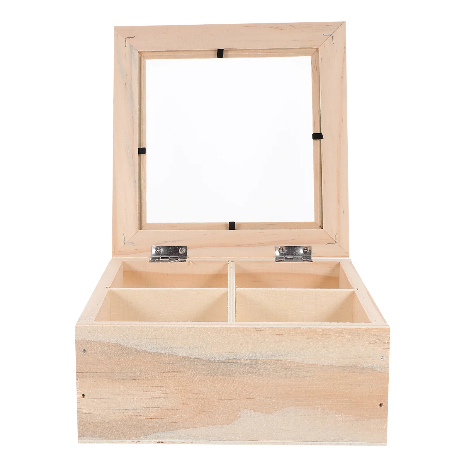 

Tea Bag Storage Box Coffee Holder Wood Organizer with Clear Window Creamer Holders Wooden Boxes Household