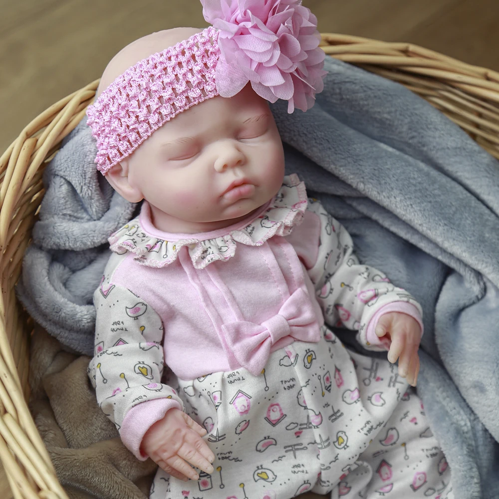 

Girl Reborn Baby Dolls Full Body Silicone Hand Puppet 16 Inches Lifelike Baby Doll Lovely Toy Accompany Doll 2022 New Arrival