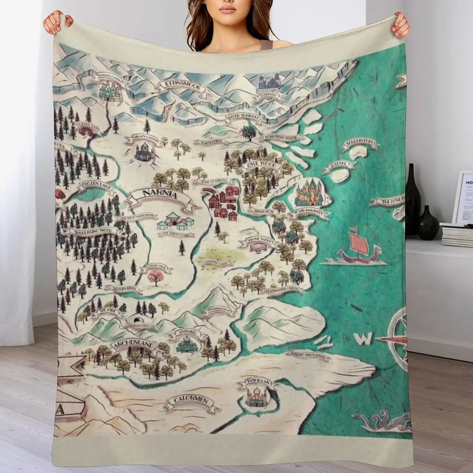 Map of Narnia Throw Blanket Decorative Soft Throw Blanket for Couch Sofa