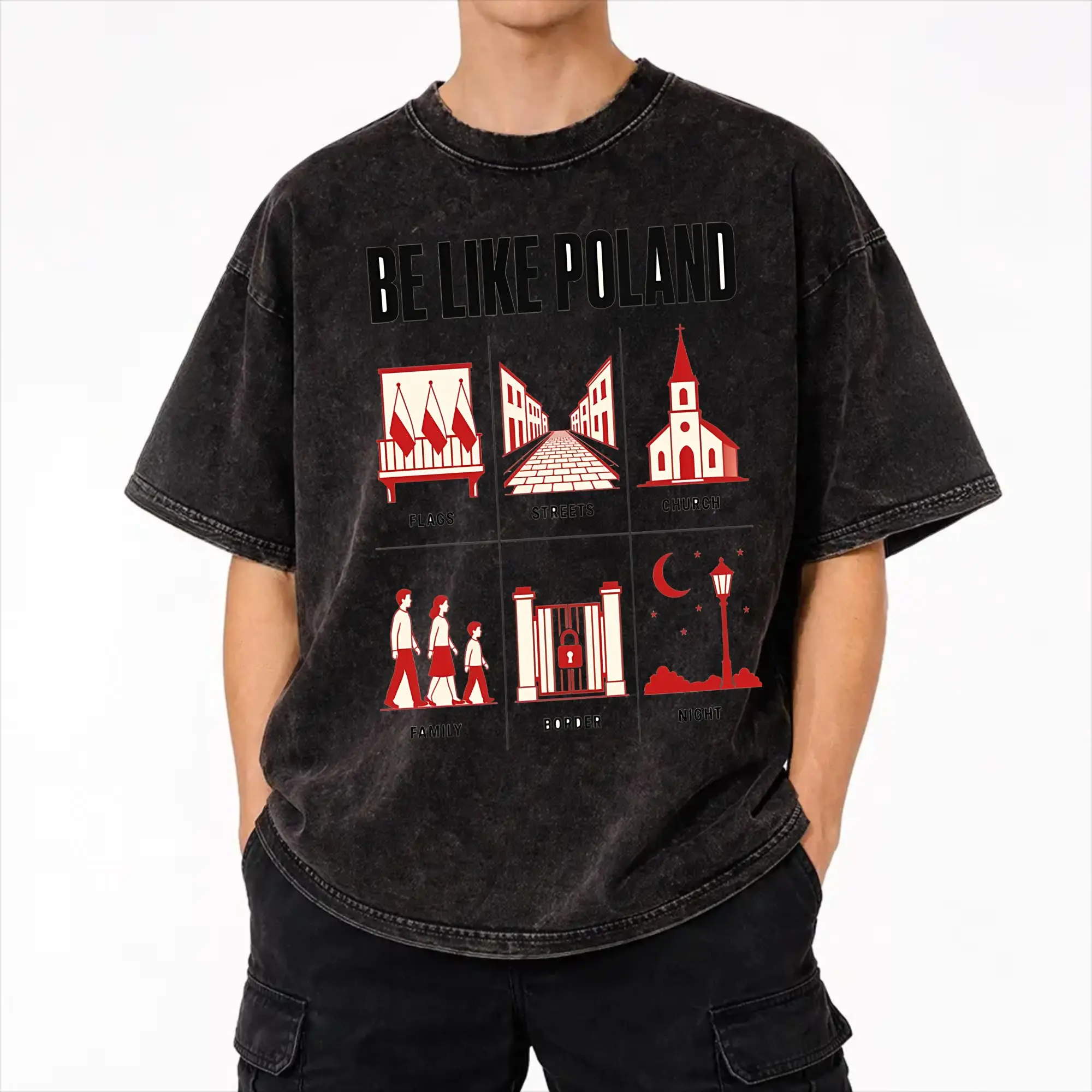 Summer Be Like Poland Polska Polish Flag  Washed T Shirts Accessories Oversize T-Shirts  for Men Women Tee
