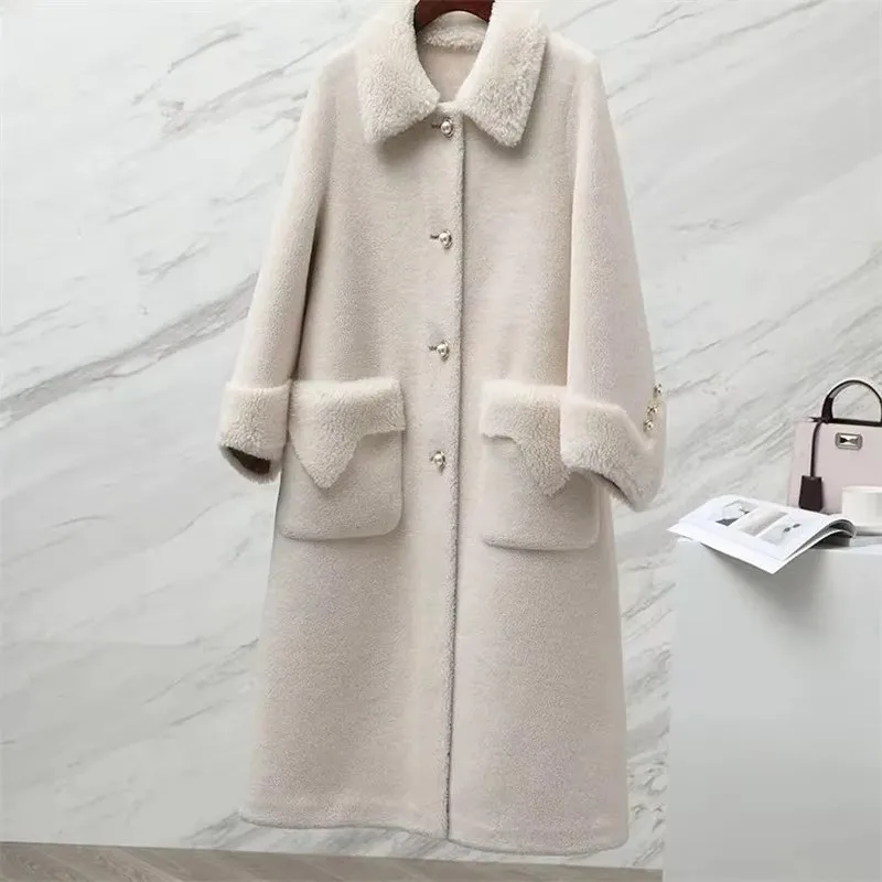 Winter Coat Women Thicken Faux Fur Coat For Fall/Winter 2022 Korean Loose Lamb-Like Pure Color Popular Coat Female  cardigan