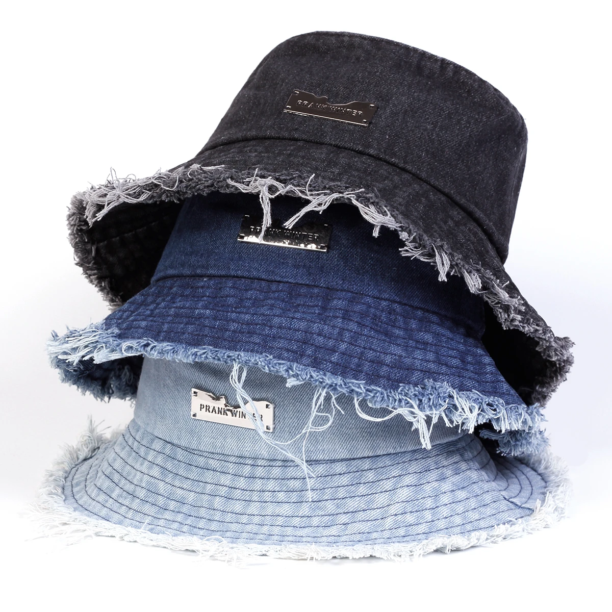 1piece Unisex PRANK Vintage Edge Holes Denim Bucket Hat Outdoor Sunscreen Leisure Hat Spring Autumn Travel Tourism Vacation