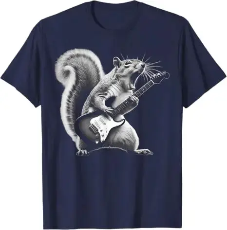 ÇOK İNDİRİMLİ Kaya Otter Gitar Çalıyor Tişörtü Sincap Gitar Çalıyor Sokak Giysisi Rock Kedi Müzik Grafikleri Say Tee Yenilikçi Yumuşak Tişört