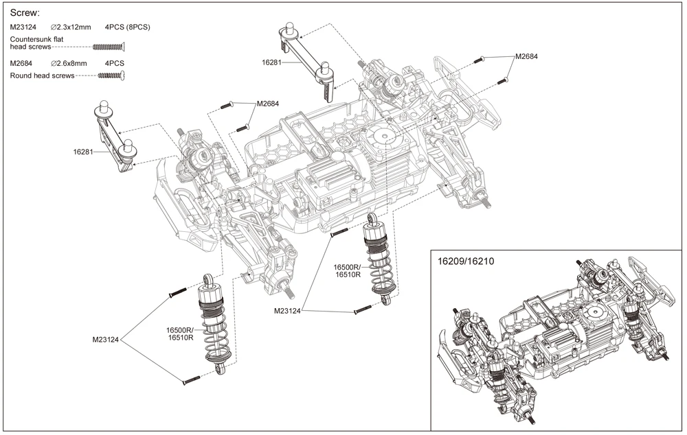 Original-Ersatzteile für MJX Hyper Go H16H H16E H16P 16207 16208 16209 16210 RC Autozubehör – Detail 14