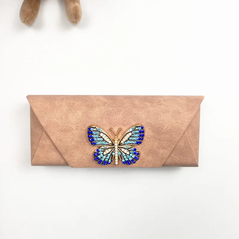 مجموعة مع الماس فراشة نظارات حافظة المرأة المضادة للضغط المحمولة حسن المظهر طالب قصر النظر نظارات تخزين النظارات الشمسية أ