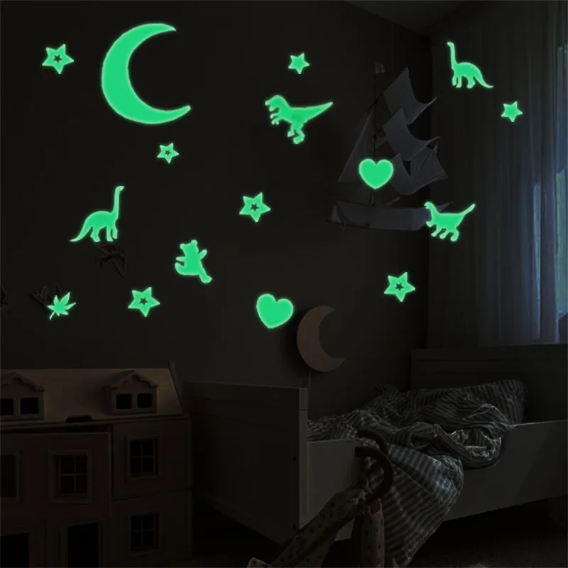 Creative Dinosaur Bear Star Children's Toy Stickers Luminous Stickers Children's Room Study Ceiling Stickers 9 Sheets Per Pack