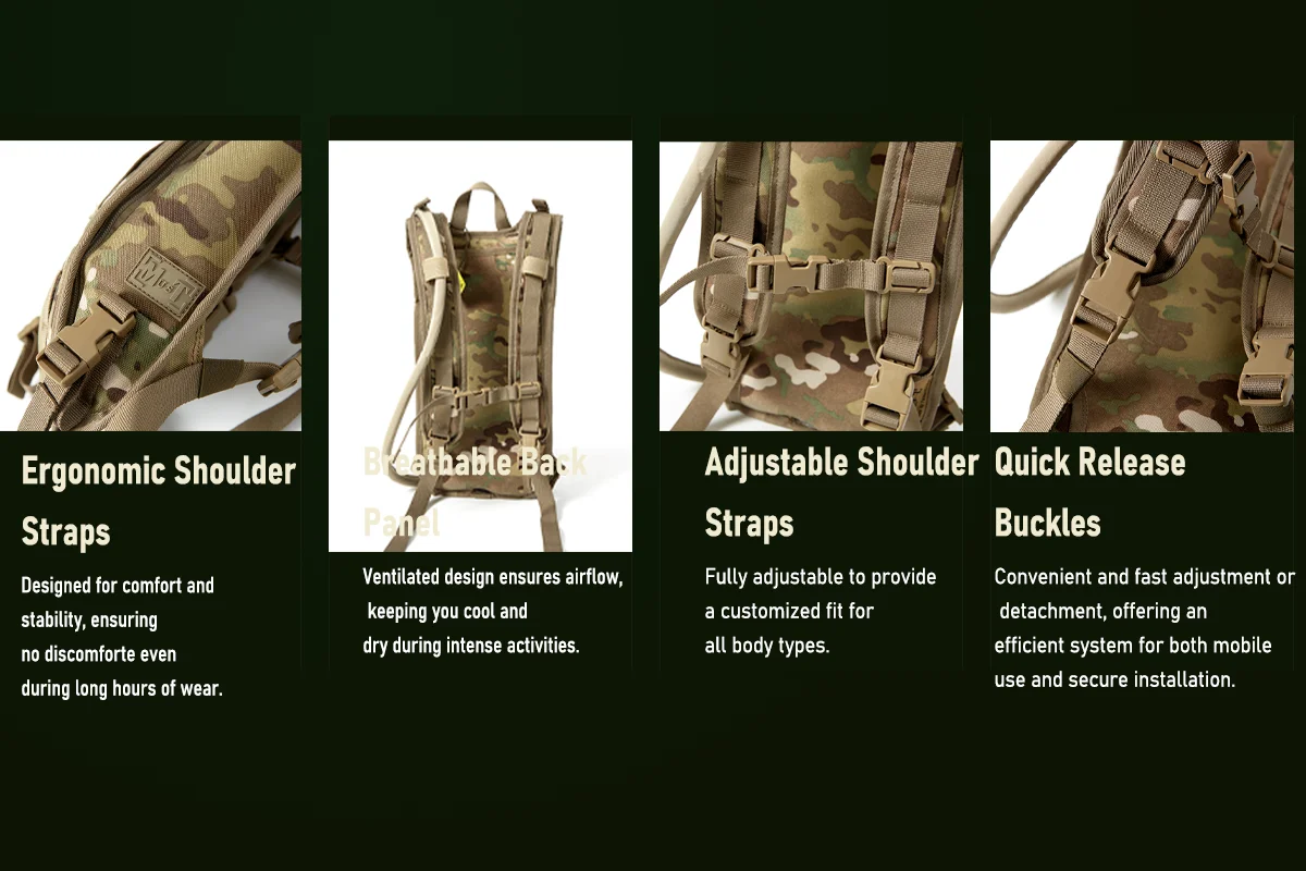 حاملة الترطيب USMC ILBE - مموهة متعددة التضاريس، تتضمن المثانة سعة 3 لتر، عبوة مياه عسكرية مولي #4