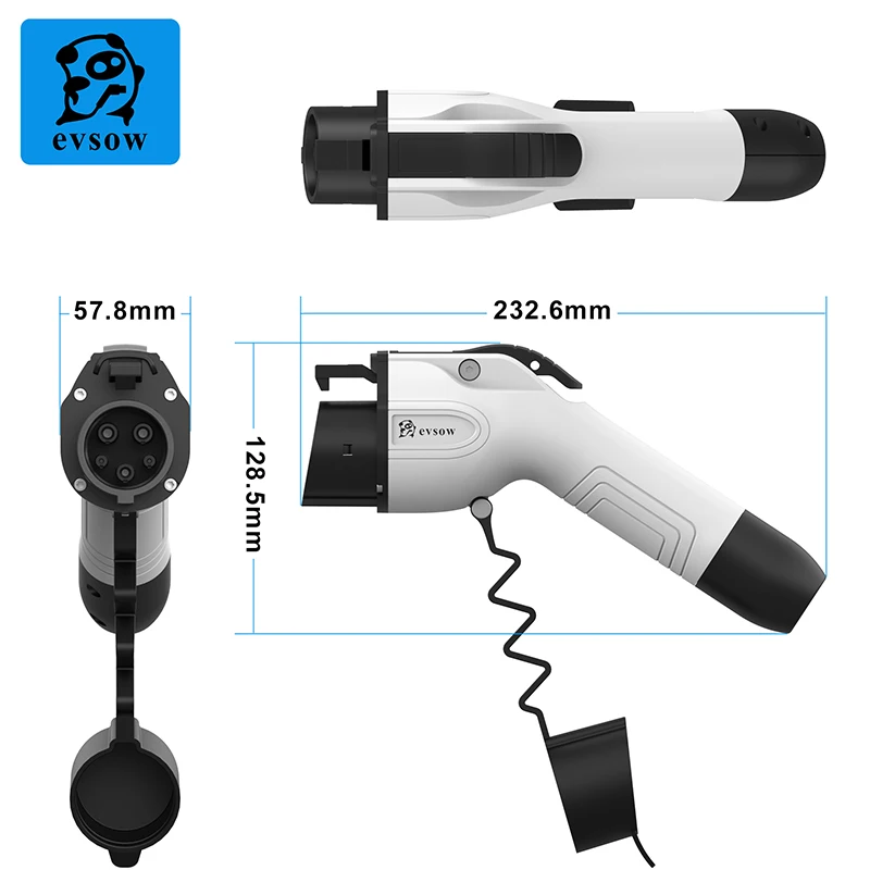 evsow Car Charger Plug Type 1 EVSE Female EV Charger Plug SAE J1772 Convertor 240V 16A/32A/40A/50A Electric Vehicle Charger Plug