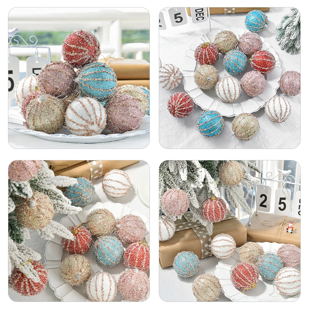 

4Pcs Christmas Hanging Balls Decorative Xmas Tree Ornaments Lightweight Foam Pendant Decor for Home Party Festive