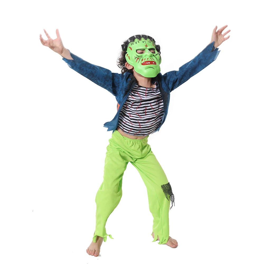 Children Cartoon Frankenstein Cosplay Costume Boys Girls Horror Halloween Destroyer Outfits Carnival Easter Purim Fancy Dress