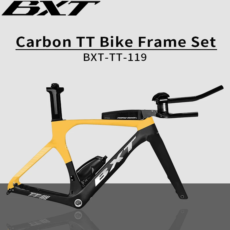 BXT Full Carbon TT Bike Frame Set, Time Trial, Road Bicycle, Disc Brake, Handlebar, Thru Axle, Racing Cycling