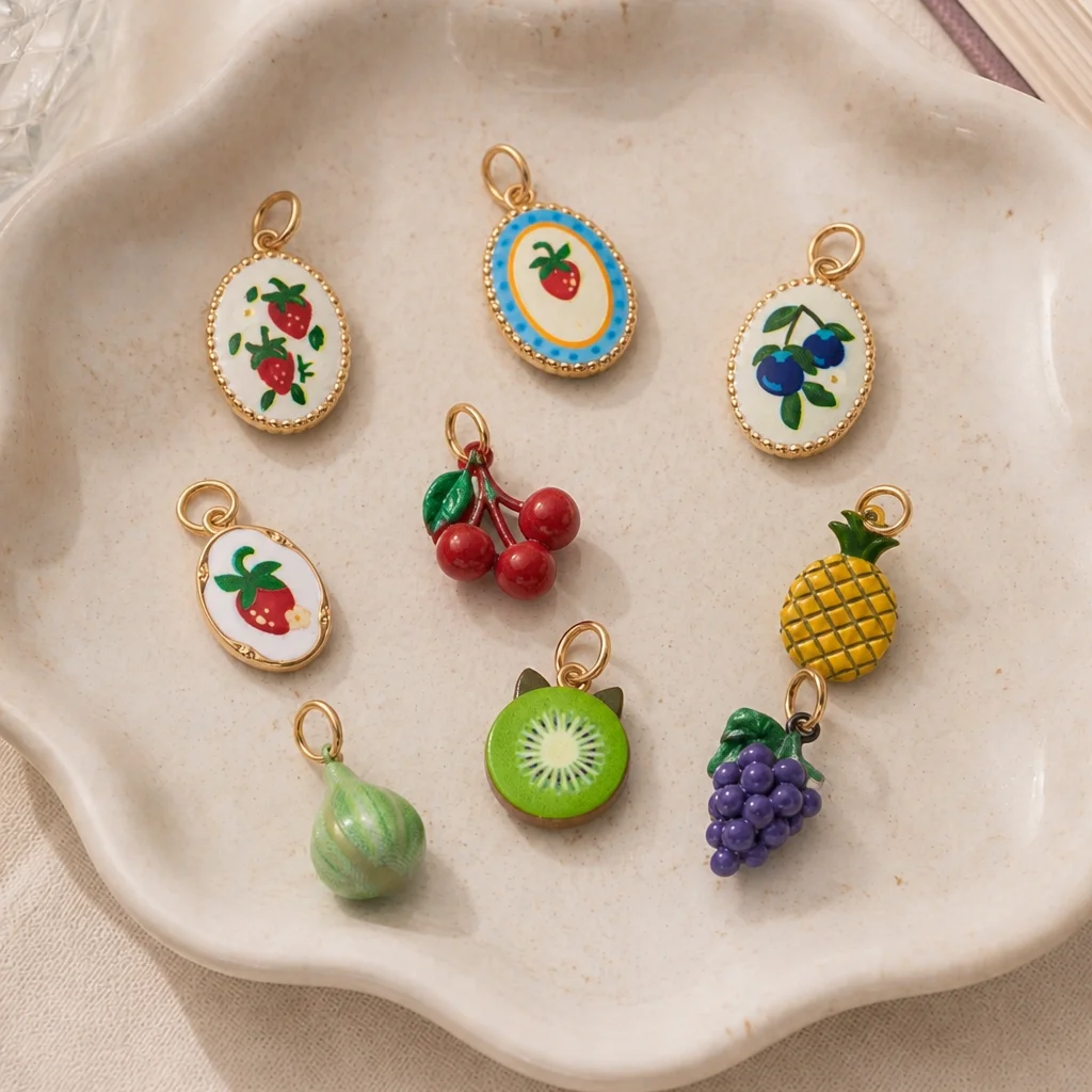Ins Healing Countryside Style Frische Zitrone Mango Erdbeere DIY Anhänger-Charms für Schmuck – Detail 2