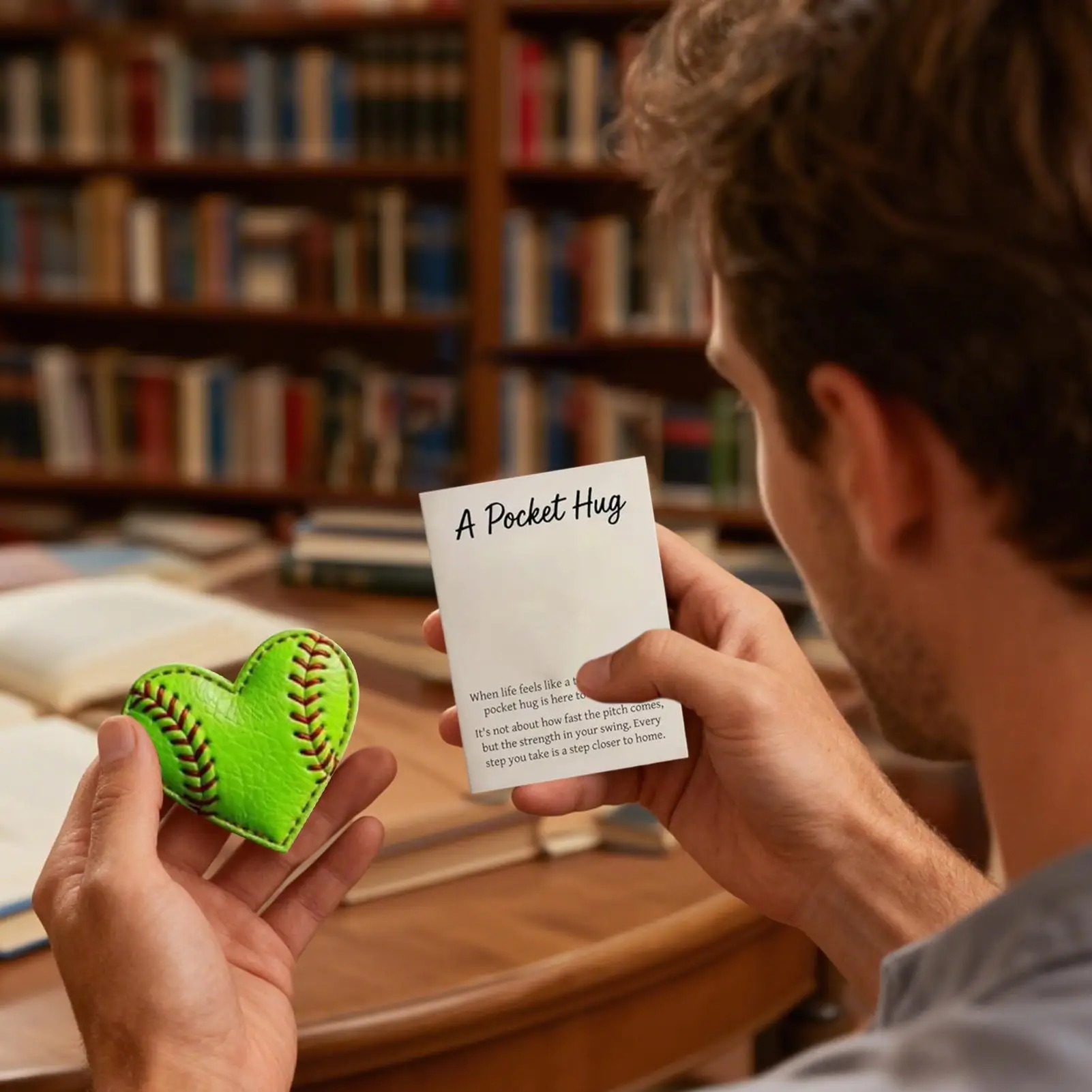 Pocket Softball Hug Heart Shaped Softball Decoration Motivational Cards For Boyfriend Men Women Easter Christmas Coworkers