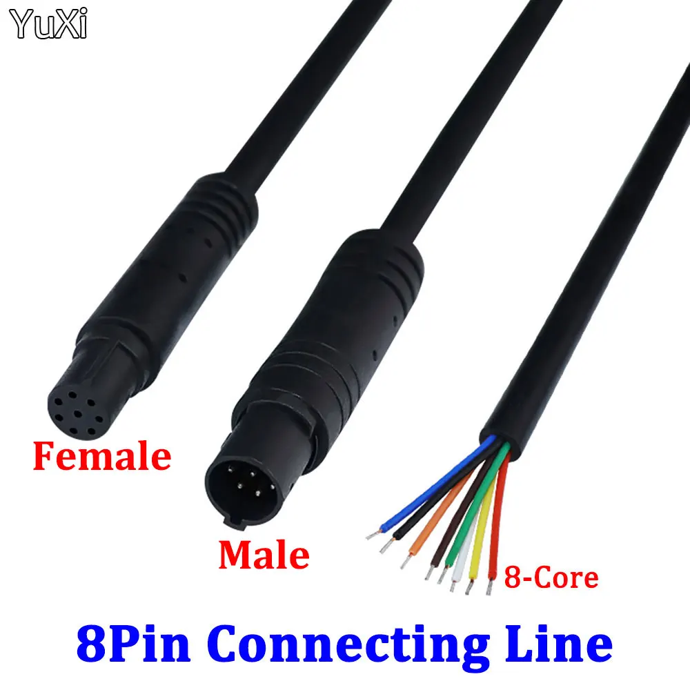 YUXI 1PCS 8PIN Female/Male Car Camera Extension Cable Rear View Video Camera Signal Connection Dash Cam Power Cable 50CM