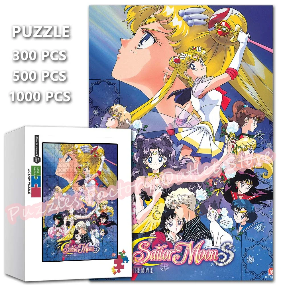 Sailor Moon 300/500/1000 Pezzi Puzzle Decomprimere Giocattoli Educativi Cartone Animato Giapponese Stampa Puzzle Gioco di Famiglia Regali