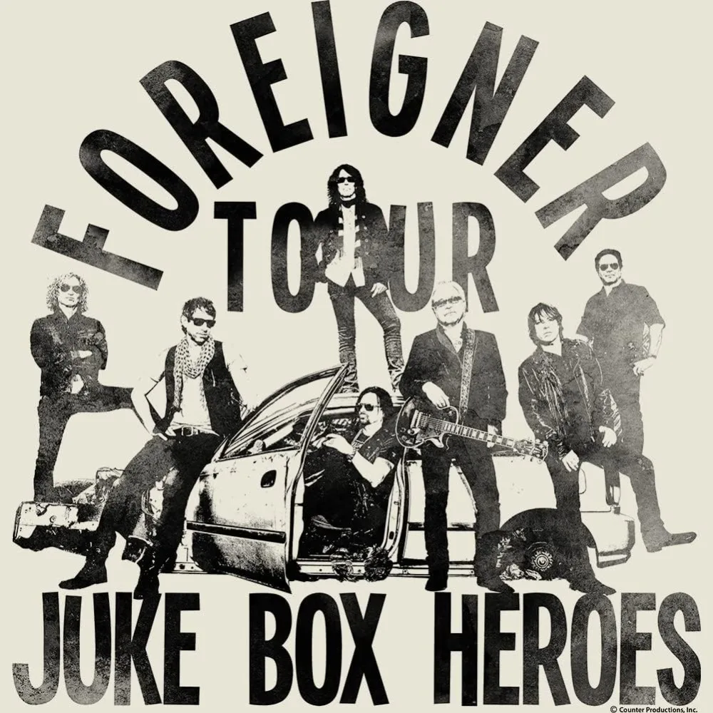 Foreigner 80s Rock Band Foreigner Tour Juke Box Heroes Vintage Style Adult Short Sleeve T-Shirts Graphic Tees