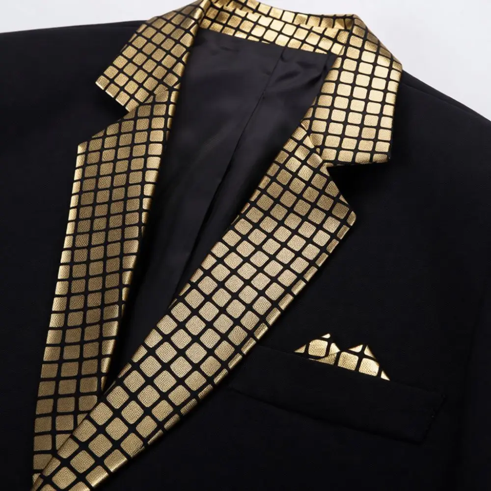 Slim Fit Blazer Jacket Mens Casual Formal Suit Coat Stylish Plaid Patchwork Design Trendy Business Attire For Young Men