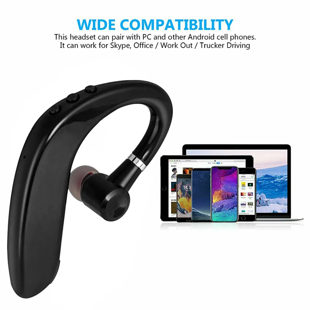 HD Call Stereo Woofer Headphones Noise Reduction  Ear Hook 90mAh Bluetooth Wireless Earphones Driving Handsfree With Microphone