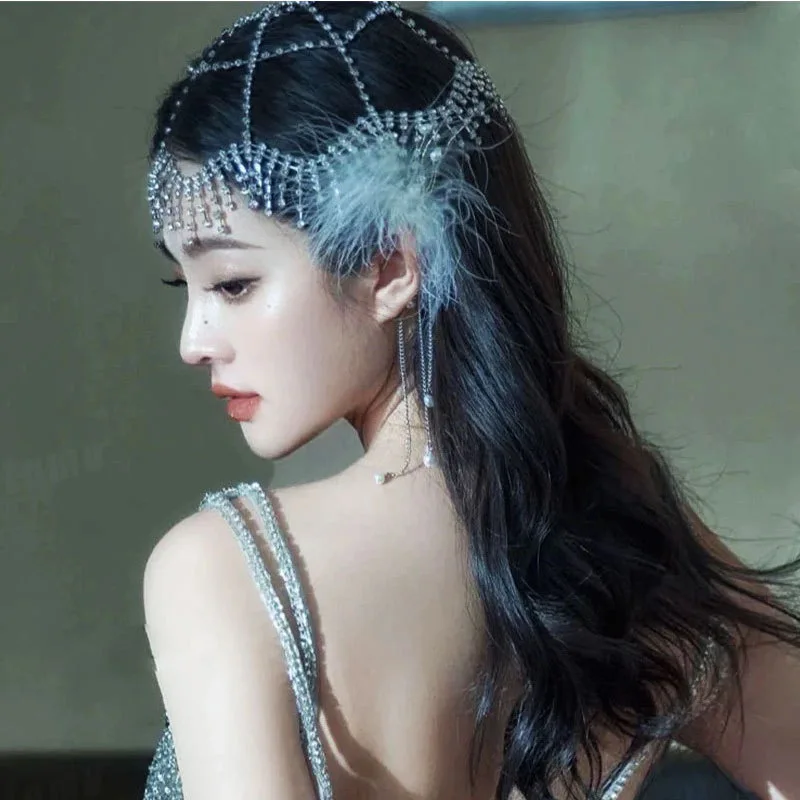 موضة جديدة بوهو كليوباترا حجر الراين شرابة خوذة غطاء 1920s الزعنفة رئيس سلسلة غاتسبي الرقص الشرقي إكسسوارات الشعر النساء