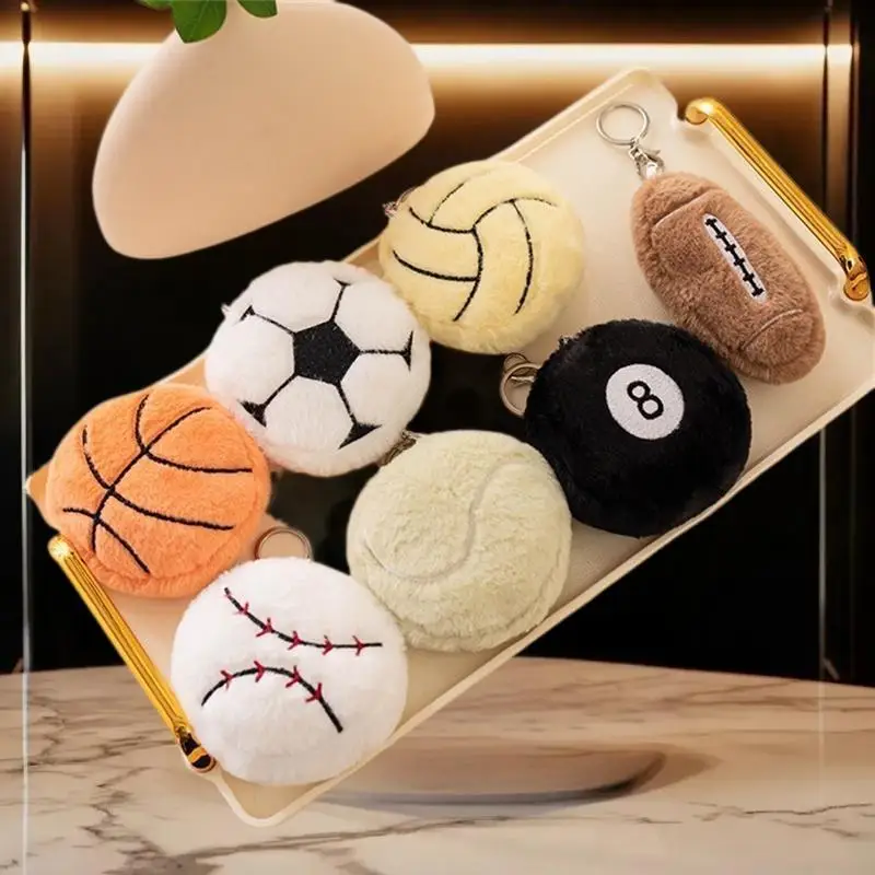 축구 스타일 봉제 인형 부드러운 열쇠고리 마스코트; 럭비 및 농구 팬들을 위한 가방 펜던트로 사용되는 봉제 공