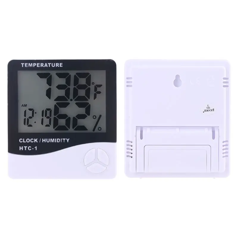 มินิดิจิตอล LCD อุณหภูมิความชื้นเมตรนาฬิกาในร่มเครื่องวัดอุณหภูมิความชื้น