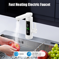 3000W LED Display White Electric Hot Water Tap, 360° Rotatable Abs Faucet with Anti-Scald Protection for Kitchen Bathroom Use