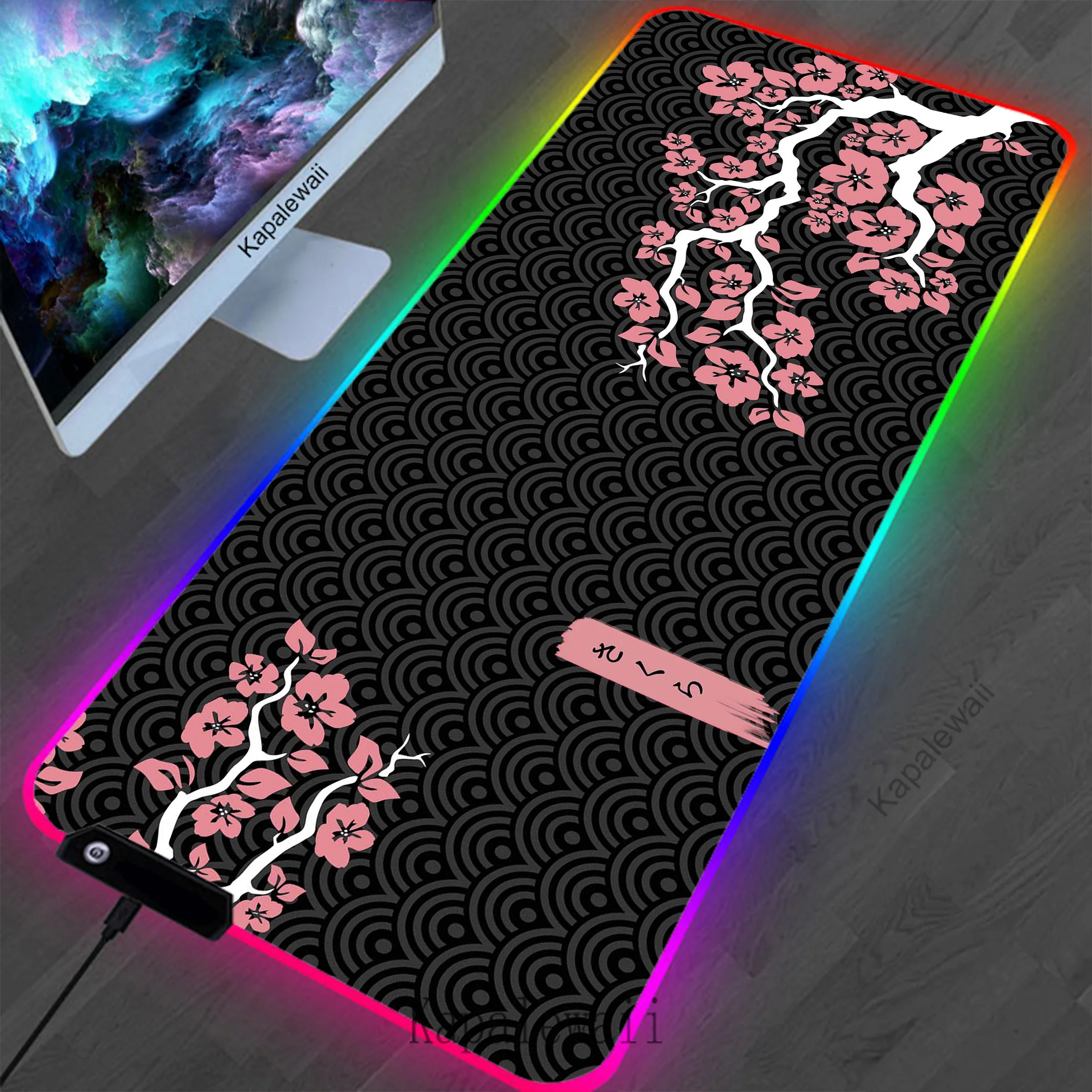 

RGB LED XXL Sakura Mousepad Mousepad Gamer Mouse Pad Gaming Desk Mat Alfombrillas De Ratón Locking Edge Mouse Mat Keyboard Pads