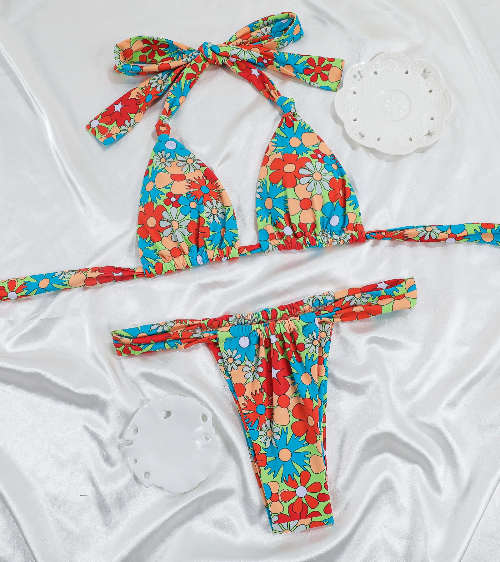 Neuer 2026er Triangel-Bikini für Damen – Brasilianischer 2-teiliger Push-up-Badeanzug mit Faltendetails – Detail 18