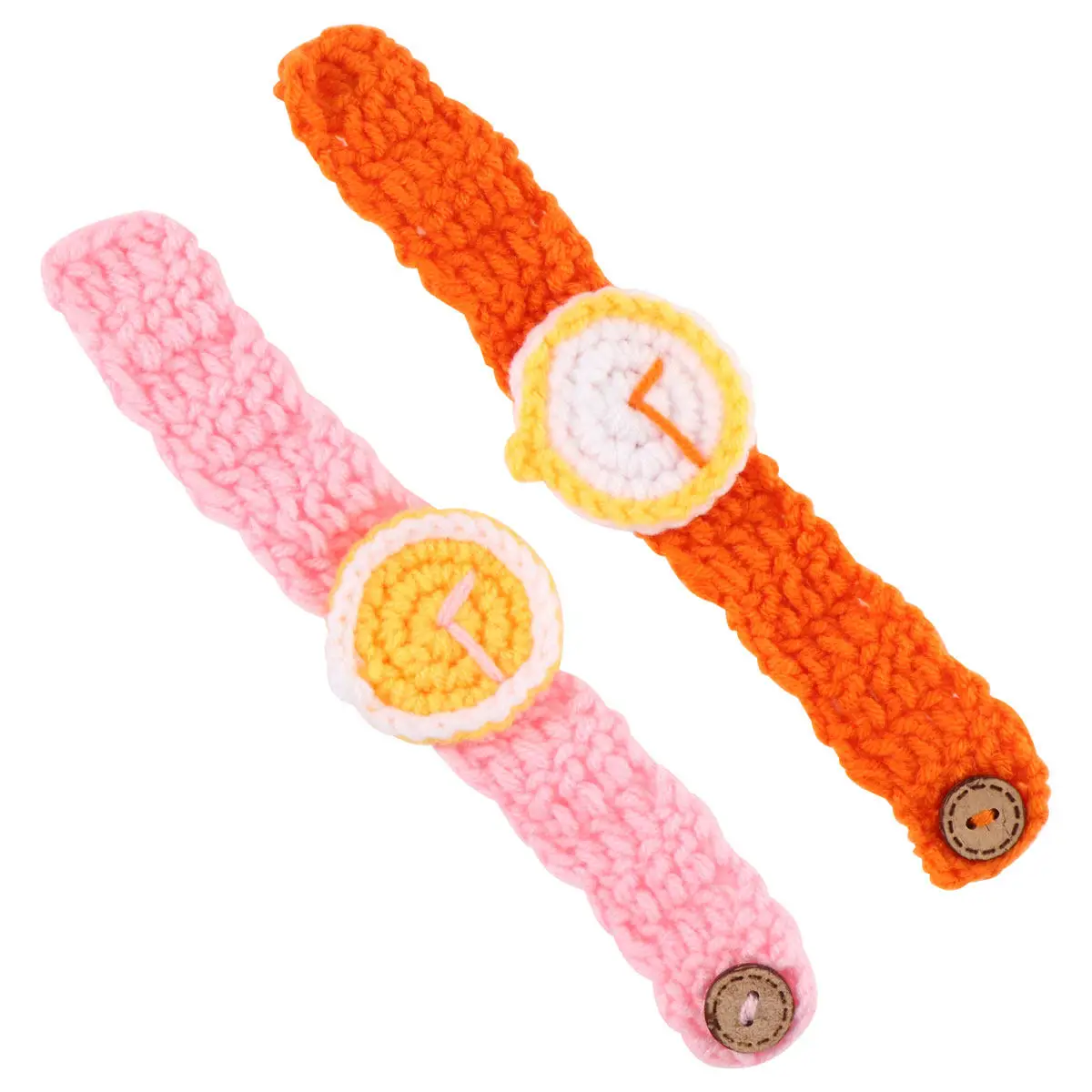 

2 шт. забавные вязаные часы-имитация наручных часов, розовые, оранжевые, стильные, удобные браслеты для студентов, влюбленных, детей, для вечеринок