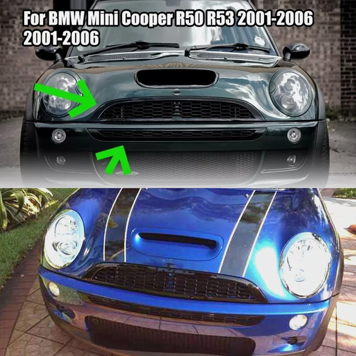 Upper Bumper Hood Mesh Grid for Mini Cooper & S R50 R52 R53 2002-2006 Honeycomb Front Bumper Grille Racing Grilles Car Parts