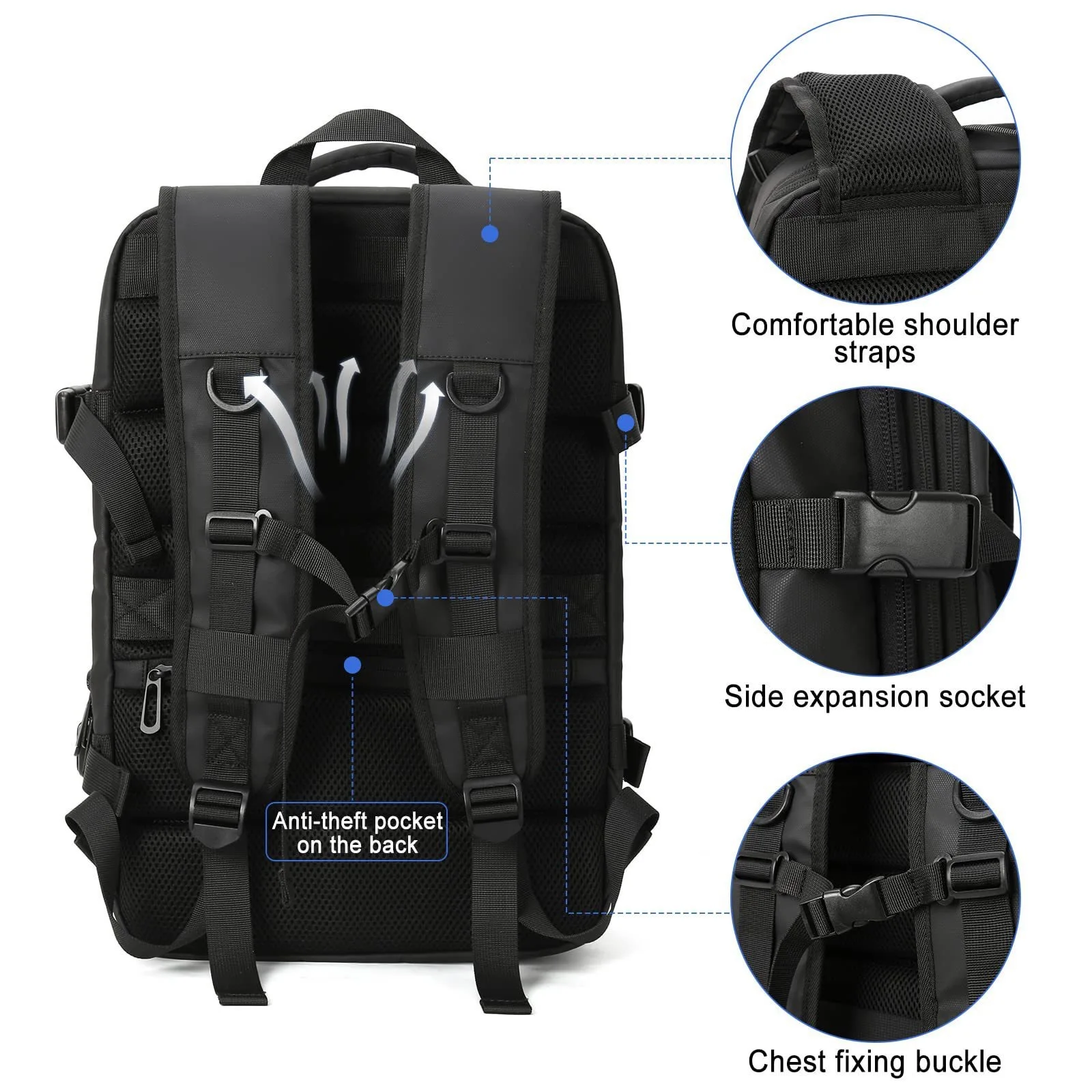 Classic Travel Backpack Men Business Backpack School Expandable USB Bag Large Capacity Laptop Waterproof Fashion Backpack