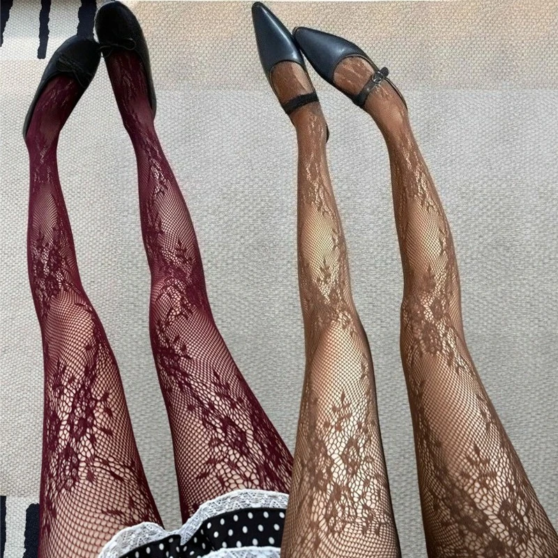 

Винтажный стиль, кружевные чулки с цветочным принтом, эластичные гольфы из спандекса, цветные колготки Майяра для модной женской одежды