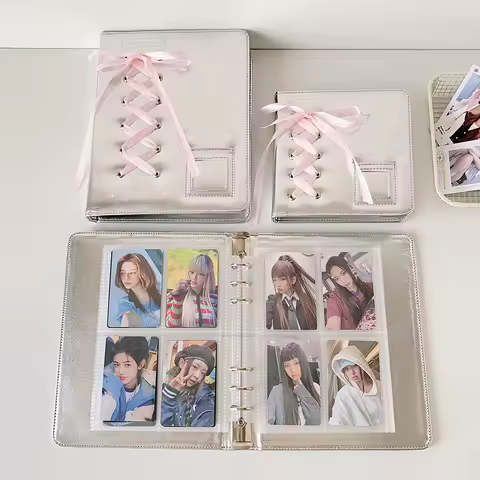 INS Korean Fashion Silver Loose leaf Album A5/A7 Star chasing Small Card Storage Photo Album Student Shining 4-Grid Card Album