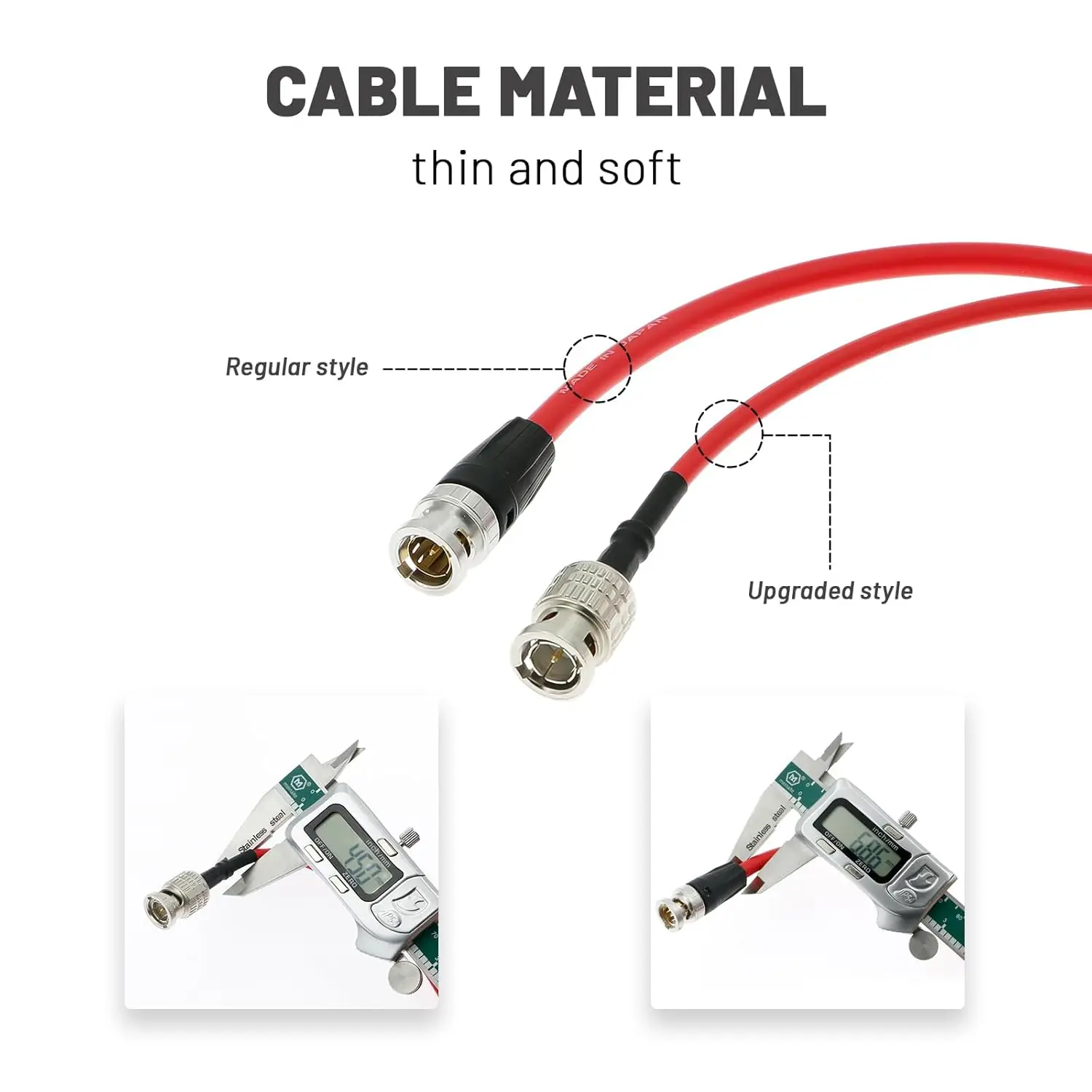Alvin’s Cables 12G SDI Cable BNC Male to Male Cable for RED Komodo| Atomos Monitor Flexible Shielded Camera 50CM|19in, Red