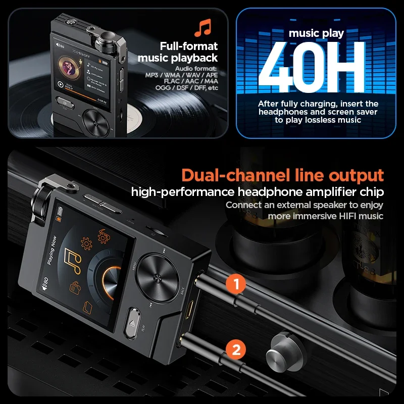 

Best Seller HiFi Music MP3 Player Hi-Res Digital Audio DSD256 Lossless Sport Portable Mini Walk Man With EQ Equalizer