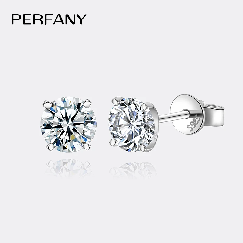 PERFANY 0.2-2CT Moissanite Earrings For Women S925 Pure Silver Four Claw Laboratory Diamond Earrings Wedding Jewelry Party Gift