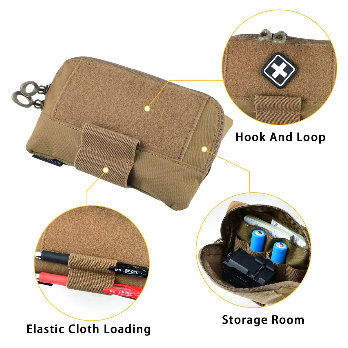 MOLLE Admin Panel Pouch for Plate Carrier and Tactical Vest, Chest Expansion Utility Map Bag for Outdoor Hunting and Hiking