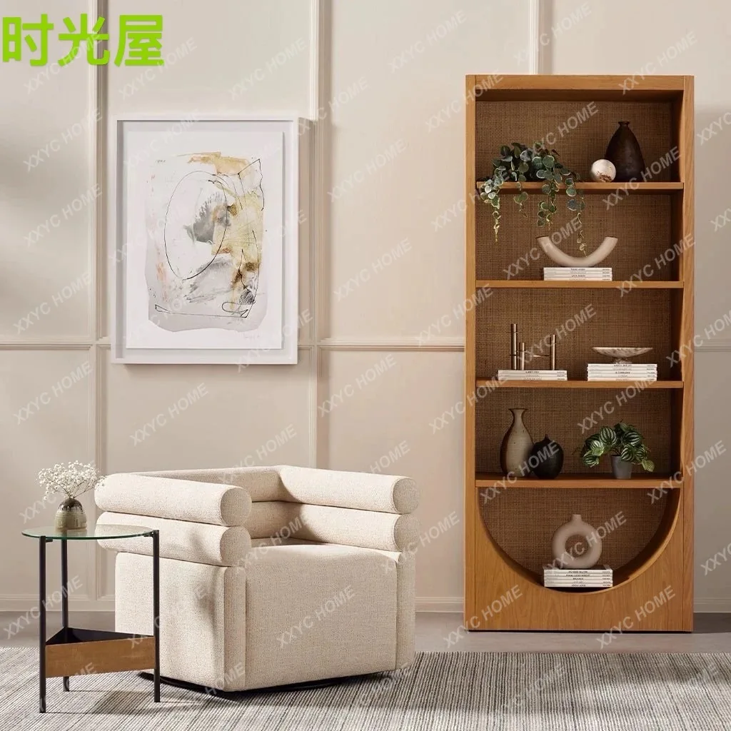 X-S Country Style Solid Wood Bookshelf Multi-layer Storage Display Cabinet Storage Vintage Study Decorative She HG