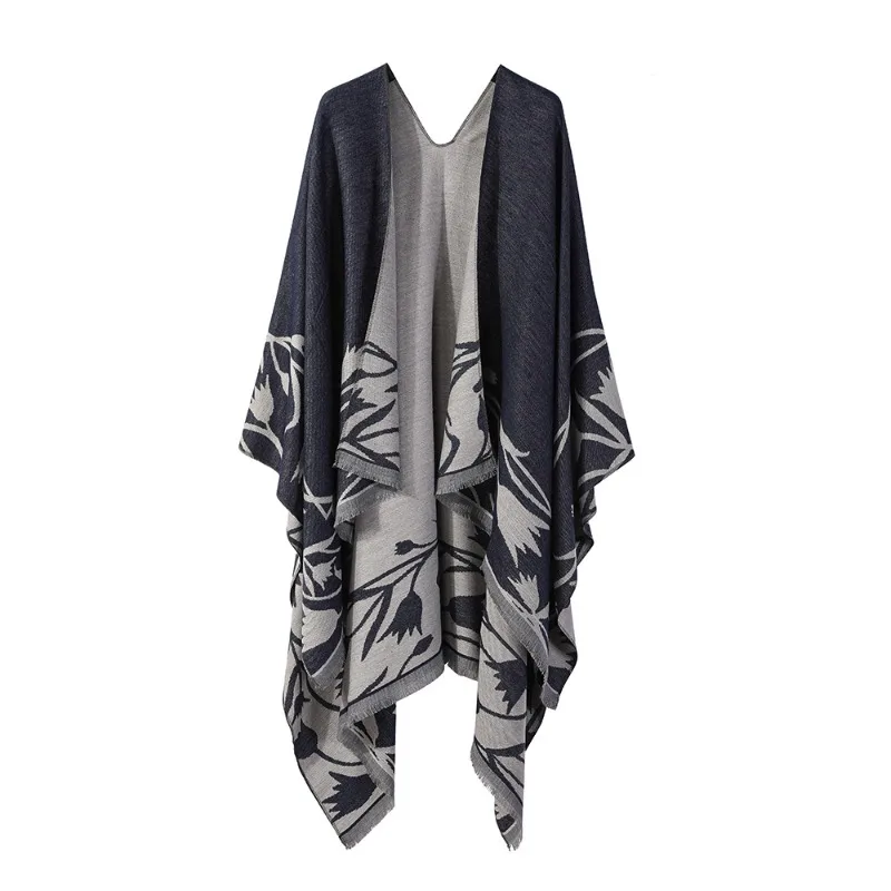 Cashmere Poncho Women Man Jacquard Scarf Winter Warm Shawl Cape Pashmina Female Warm Shawl Blanket Stole Cloak Luxury Fashion