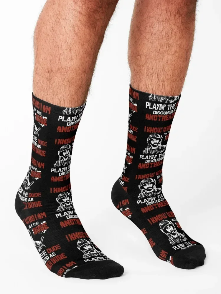 Calcetines con citas de trueno veterano de película tropical con regalo estampado calcetines de moda para hombres y mujeres