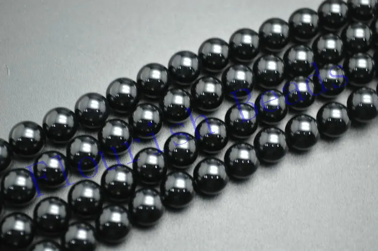 Natural Pure Black Onyx Agate Smooth Stone Round Loose Beads 2mm 4mm 6mm 8mm 10mm 12mm 14mm 16mm 18mm 20mm