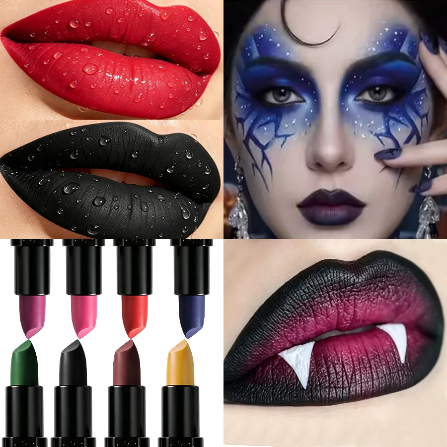 Colorful lipstick is easy to apply, suitable for festival performance makeup lipstick black brown nude white red lipstick