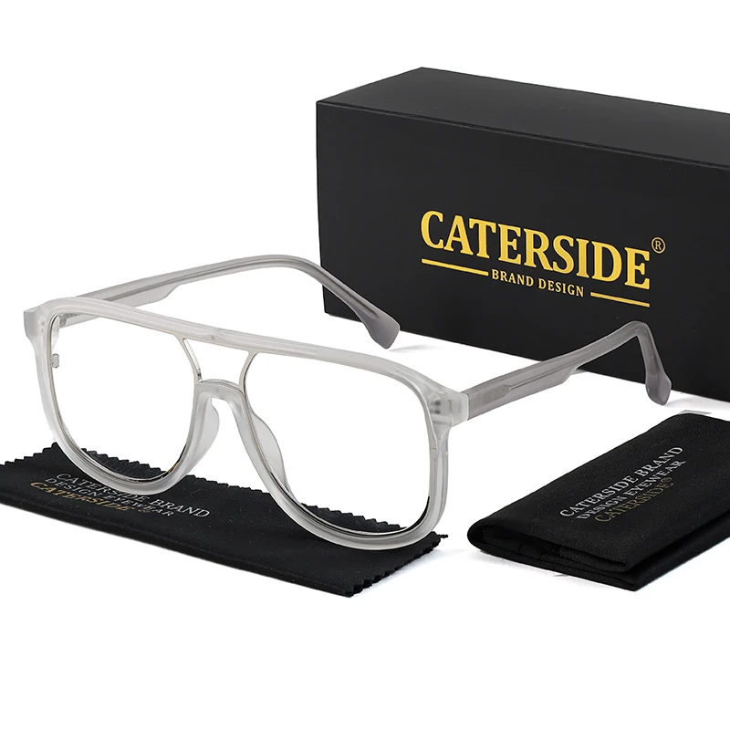 CATERSIDE Anti Blaues Licht Gläser für Männer Retro Große TR + Metall Rahmen Frauen Brillen Flache Top Doppel Brücke Punk marke Brillen – Detail 6