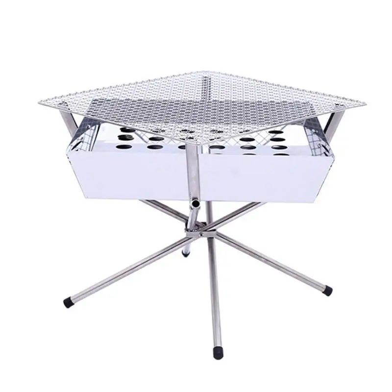 

Portable Charcoal Grill Foldable Stove Stainless Steel Charcoal Burning Barbecue Stove Backyard BBQ Cooker Party Cooking Grill