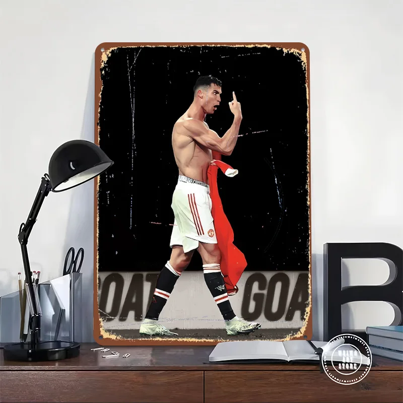 Messi Soccer Ronaldo Poster Customized Vintage Metal Signs Wall Art Retro Tin Plaque for Mancave Coffee Bar Accessories Man Cave