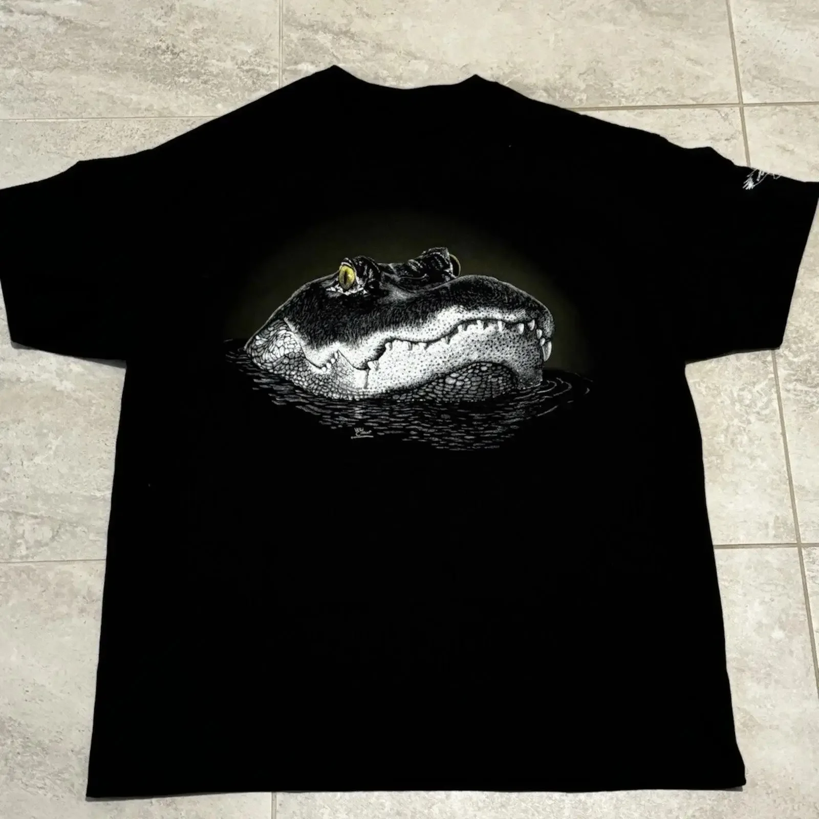 Busch Wildlife Sanctuary Alligator T Shirt Size XL Black Nature vintage Washed Slightly Stylish fashion Stretched streetwear